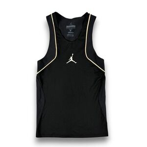 Jordan Training Dri-FIT Compression Tank Top Mens S Black Gold Jumpman Logo
